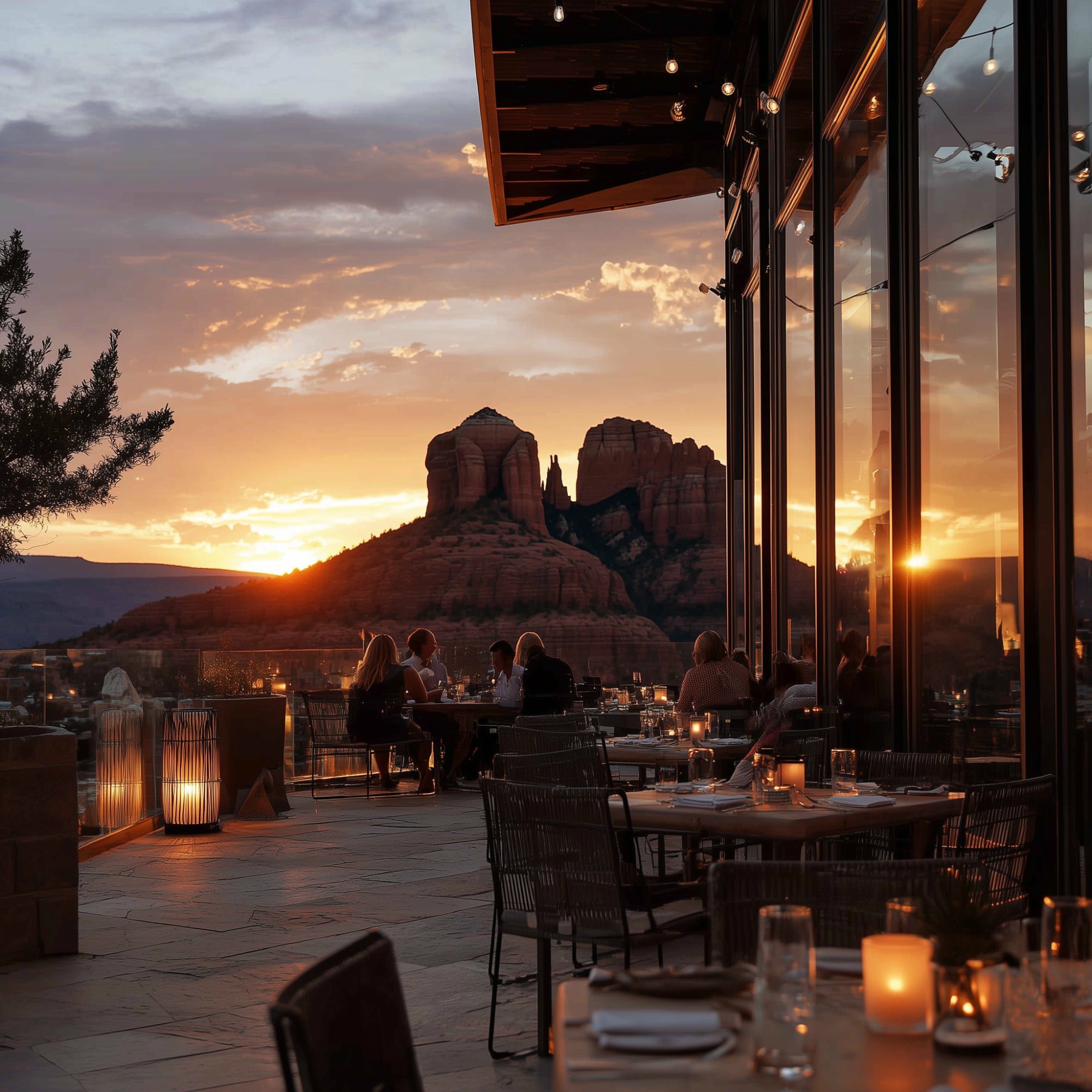 Cathedral Prime Restaurant at sunset